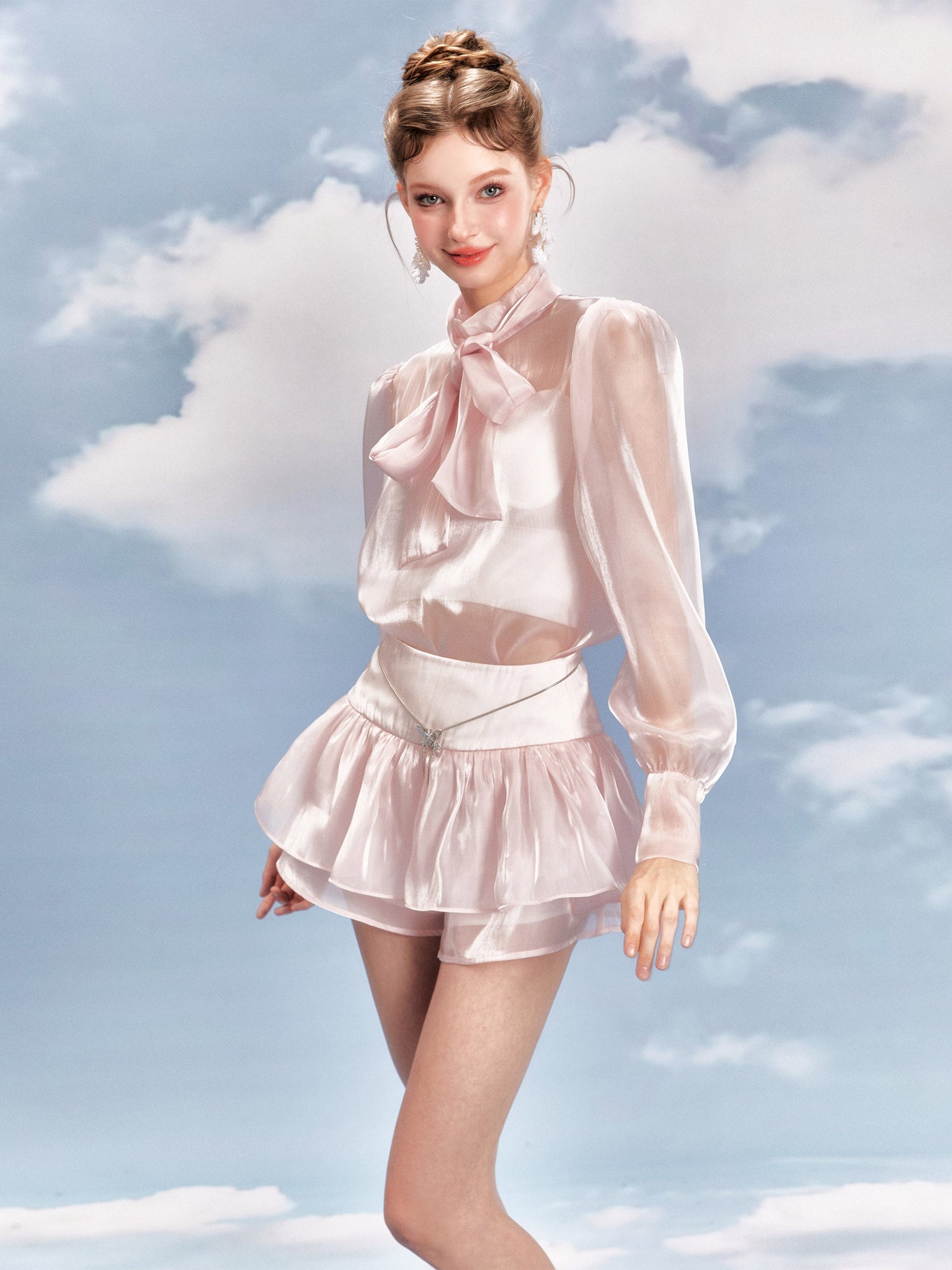 Pink Bow Tie Shirt  &amp; Skort Set