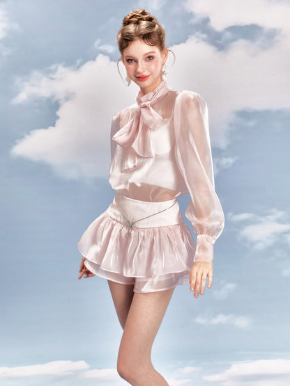 Pink Bow Tie Shirt  &amp; Skort Set