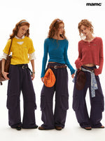 Washed Cotton Wide Leg Sweatpants