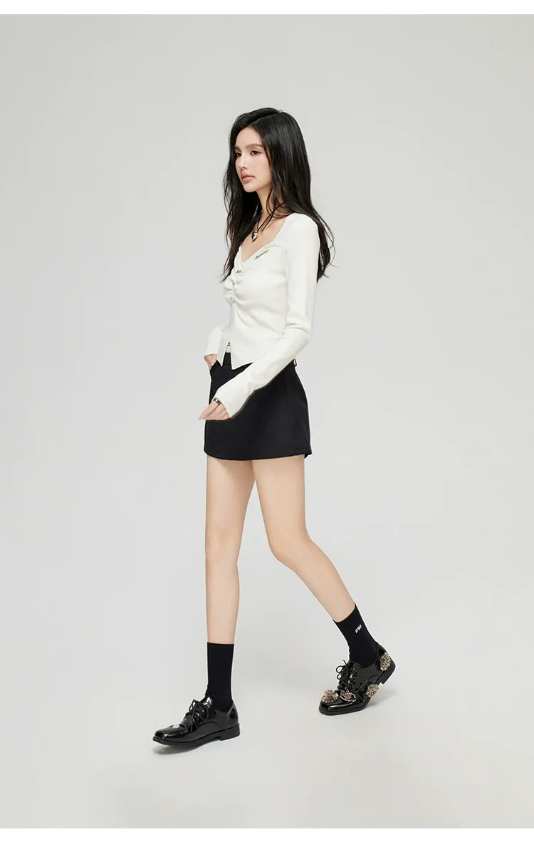 Black &amp; White Wide Neckline Sweater