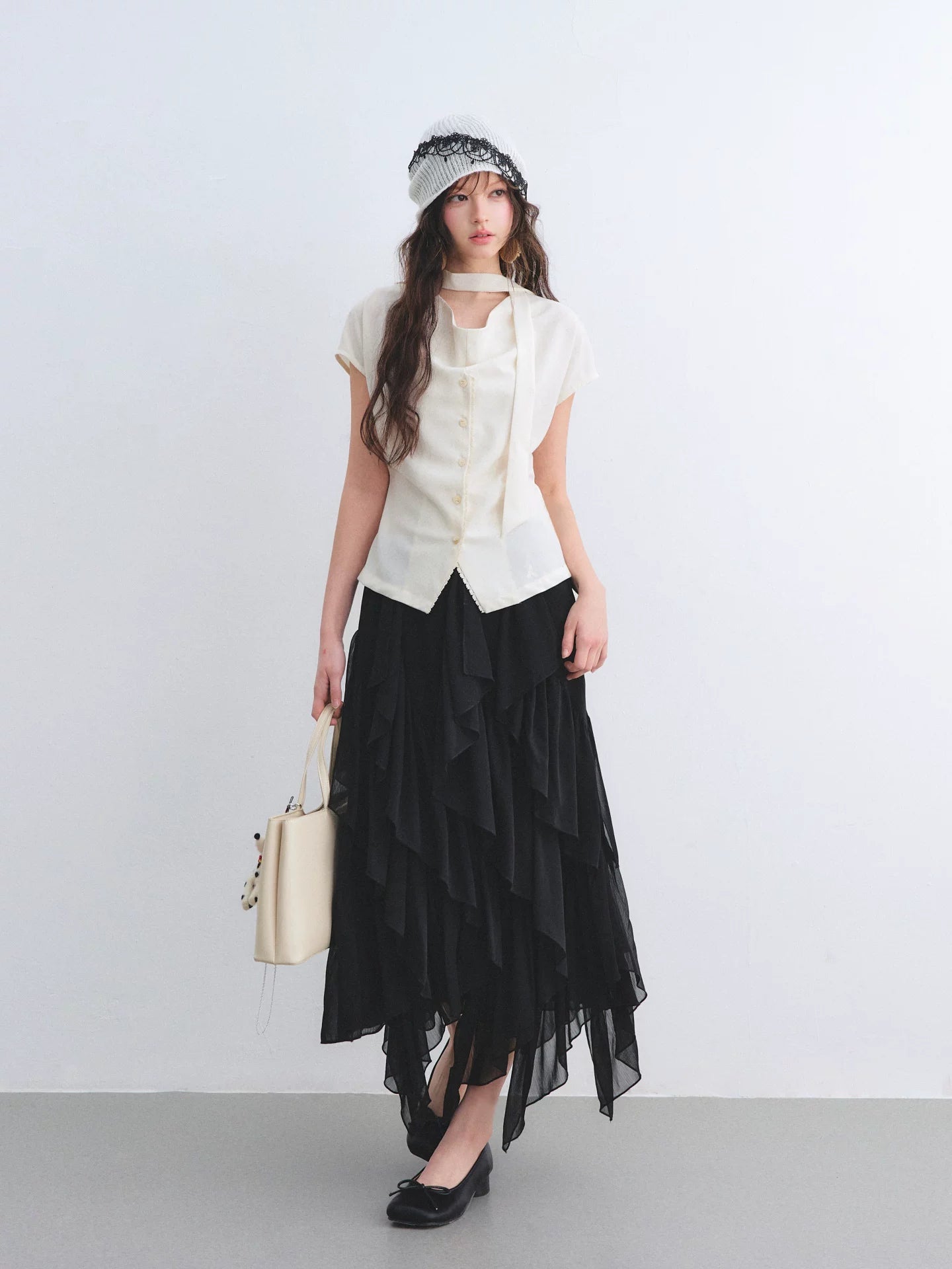 Lace Trim Draped Blouse