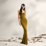 Beaded Halter Knit Fishtail Dress