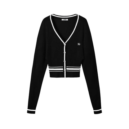 Newport Striped V-Neck Knit Cardigan