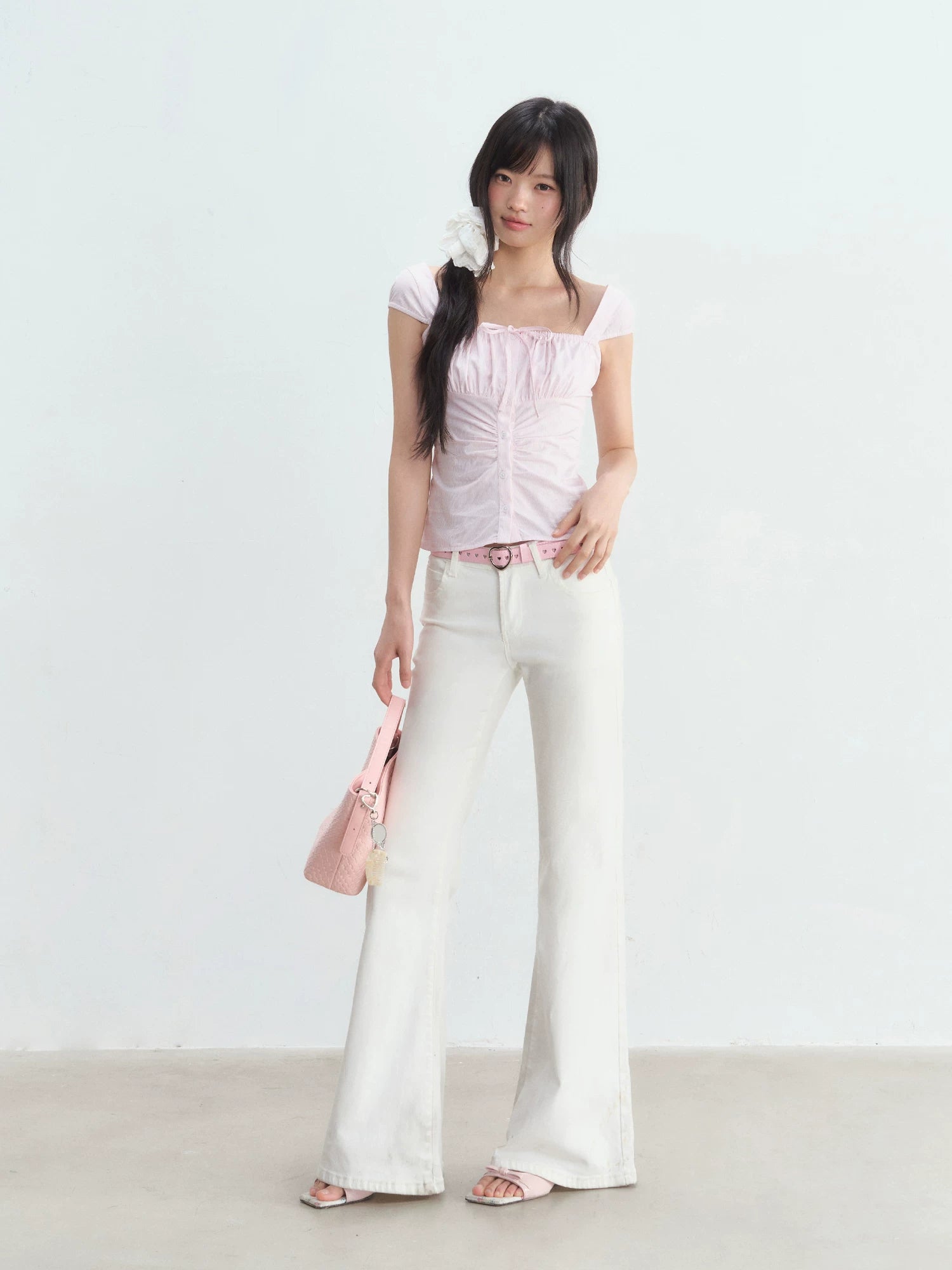 Pink Square Neck Blouse