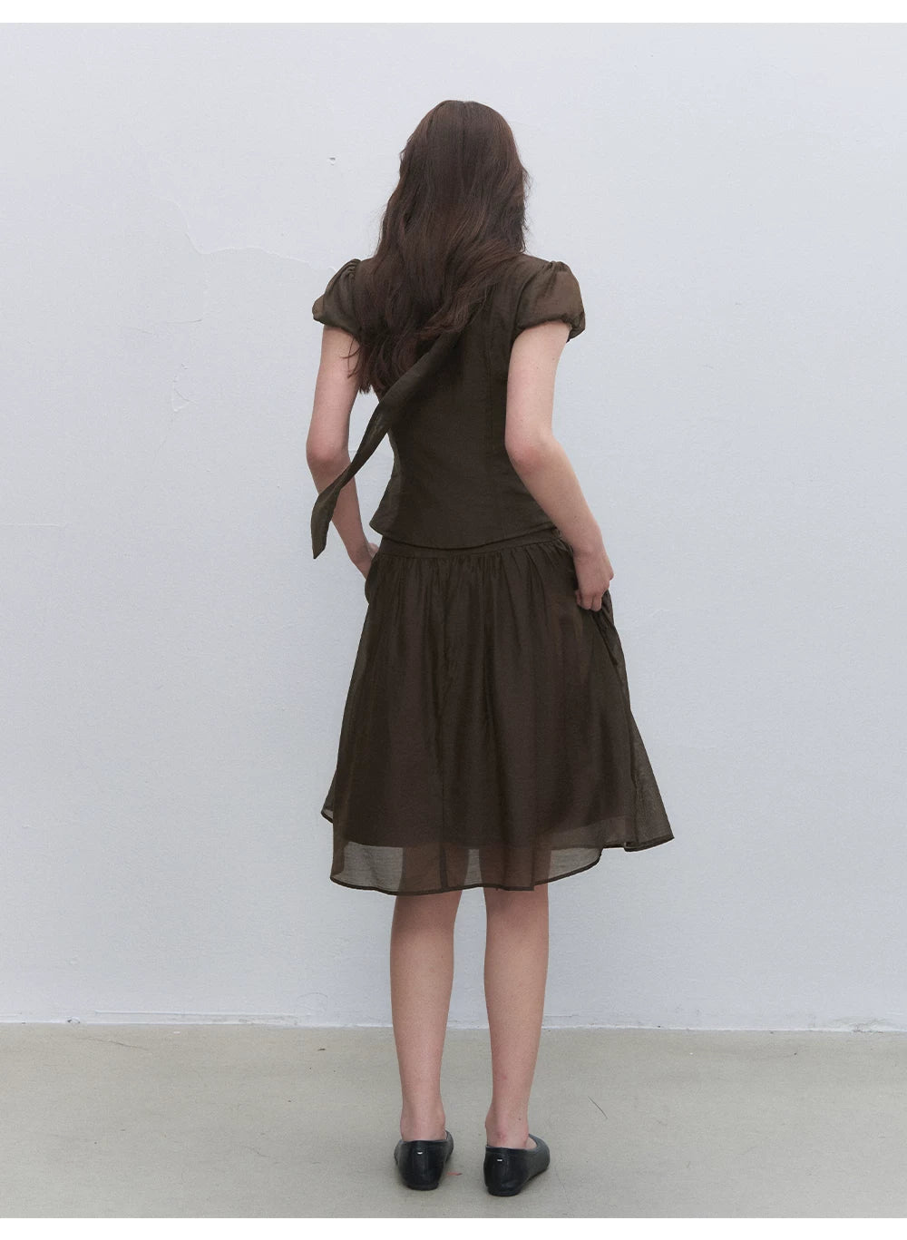 Lyocell Tie Blouse &amp; Skirt Set