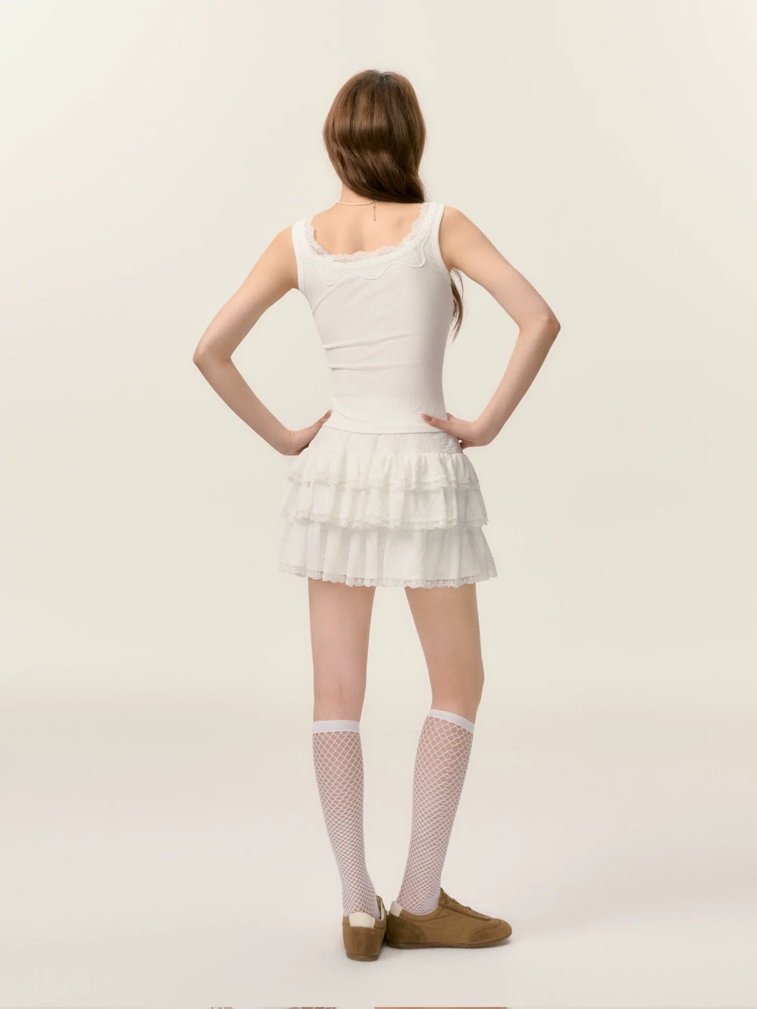 Lace Trim Butterfly Knot Back Top