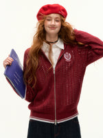 Blue & Red Embroidered Knit Hoodie