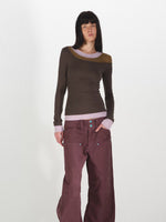 Lyocell Wool Colorblock Layered Base Top