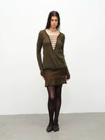 Two-Tone Twill Panel Mini Skirt