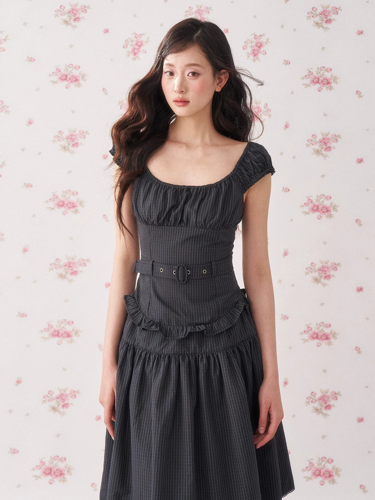 Floral Stripe Top &amp; Skirt Set