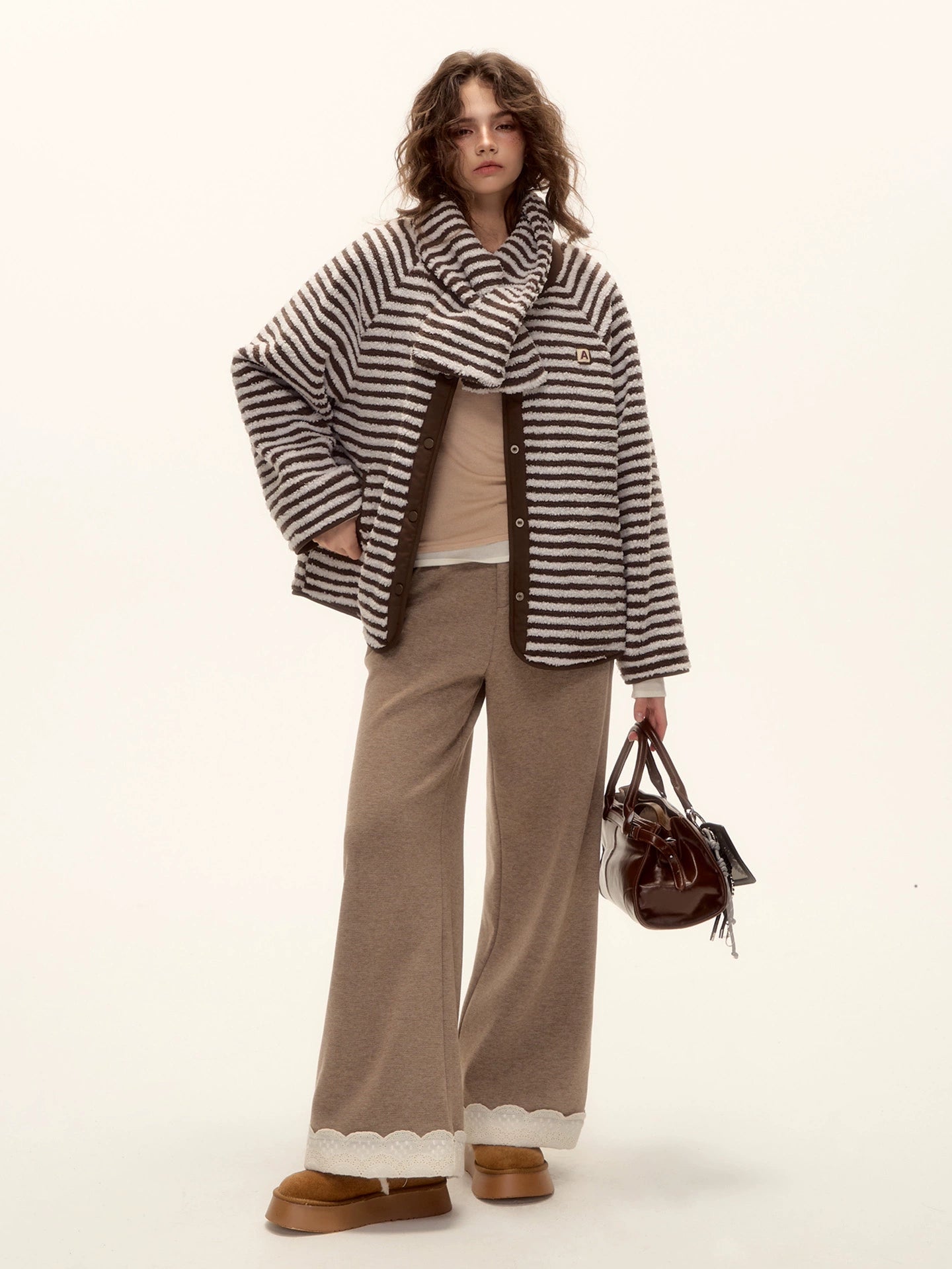 Reversible Striped Sherpa Jacket