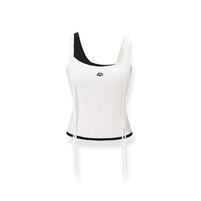 Color Block Mock Two-Piece Halter Top