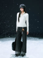 Apricot Cable Half-zip Knit Sweater