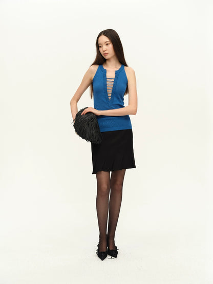 Hand-Threaded Dual-Color Knit Top
