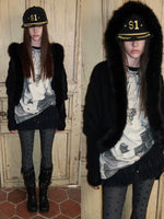 Mohair Collar Knit Shawl Cardigan