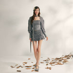 Pleated Ruffle Knit Top & Skirt Set