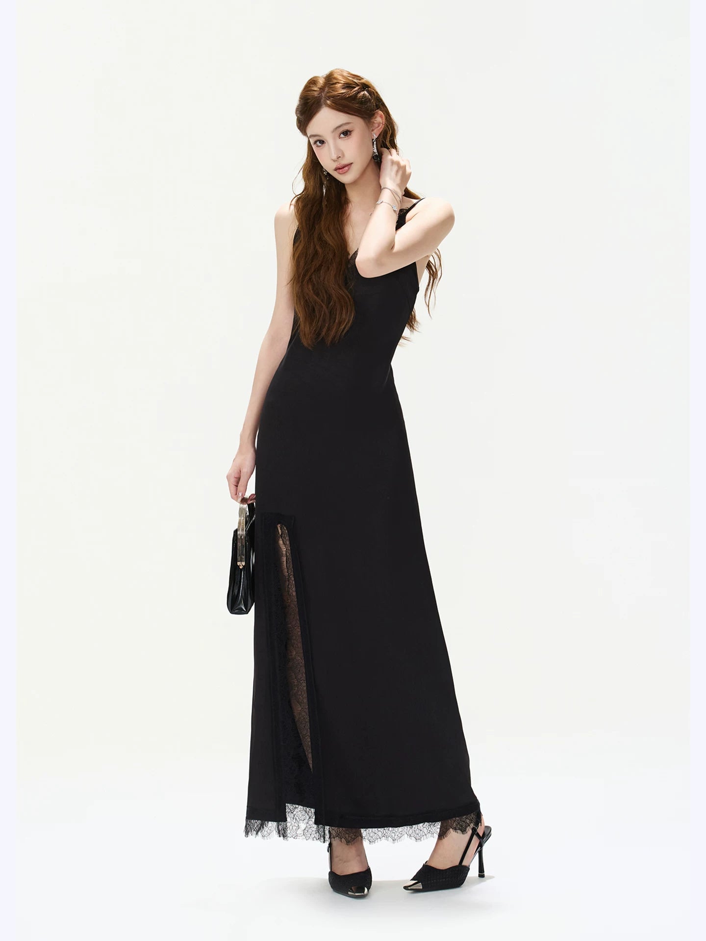 Black Lace V-Neck Dress
