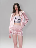Satin Hoodie Shorts Set