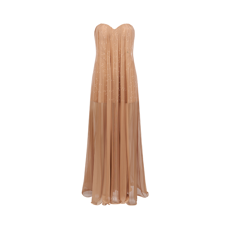 Thea Strapless Mesh Backless Dress