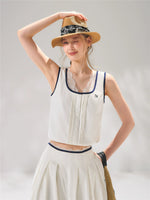 White Lace Trim Tank & Pants Set