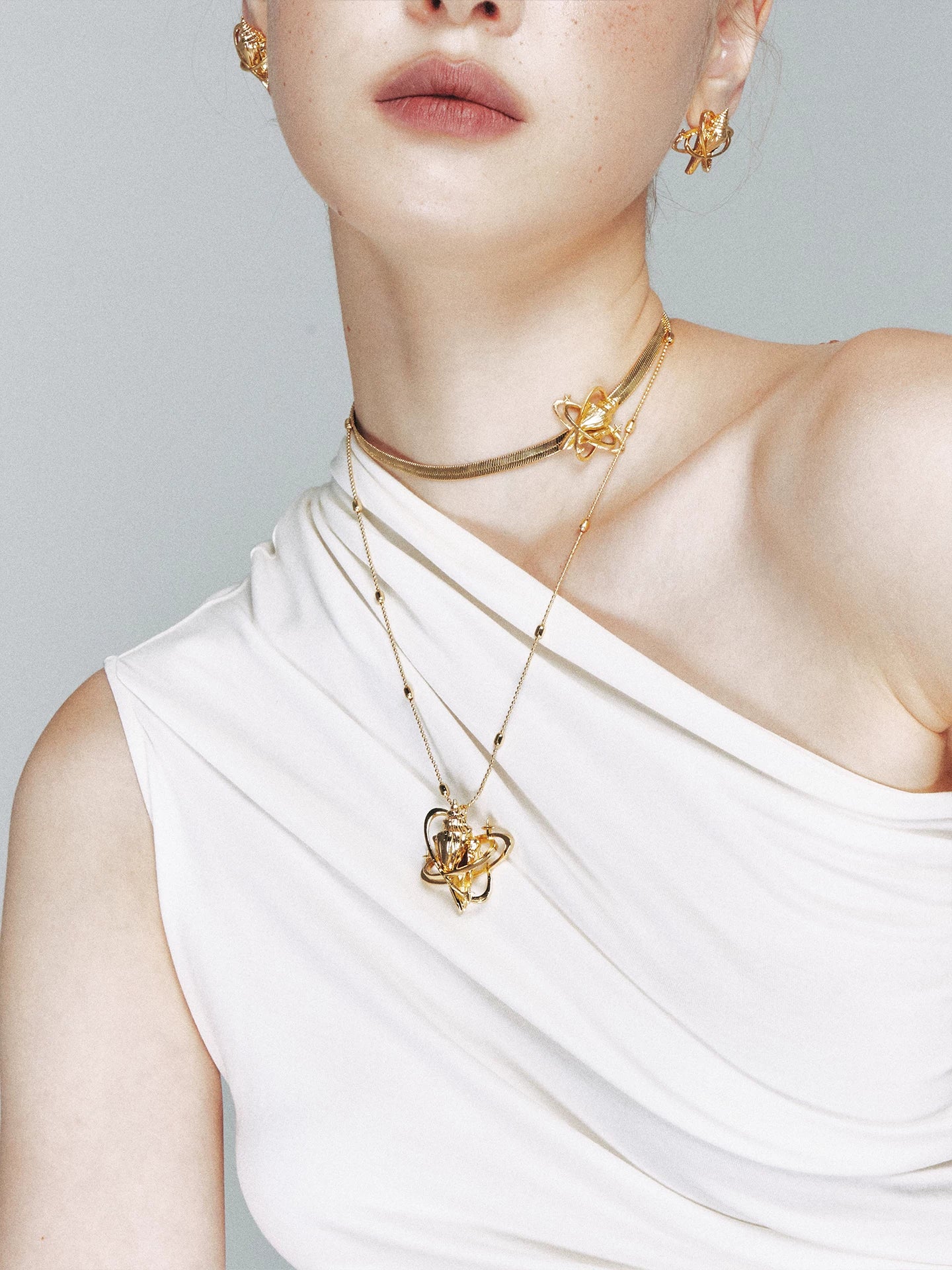 Seashell Star Snake Chain Choker