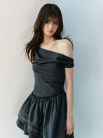 Deep Gray Asymmetric Fitted Dress