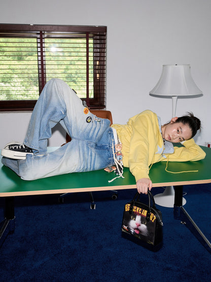 Oversized Star Panel Balloon Hem Hoodie