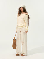 Floral Pleated Drawstring Pants