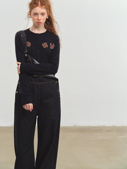 Raw Denim Cuffed Overalls