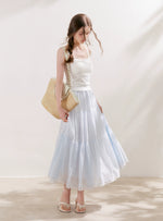 Lace Gauze Midi Skirt