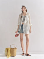 Embroidered Eyelet Cover-Up Shirt