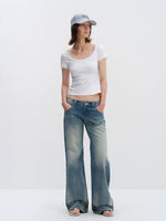 Cat Whisker Low-Waist Straight Jeans