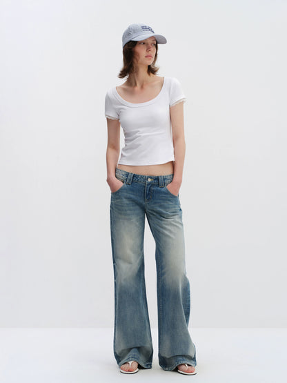 Cat Whisker Low-Waist Straight Jeans