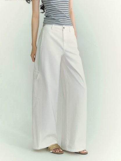 Curved Cargo Denim Pants