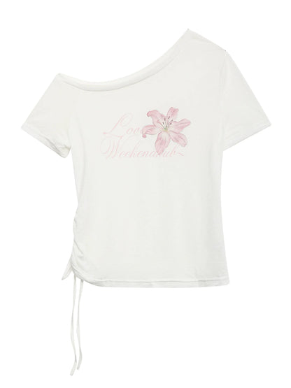 Floral One-Shoulder T-shirt
