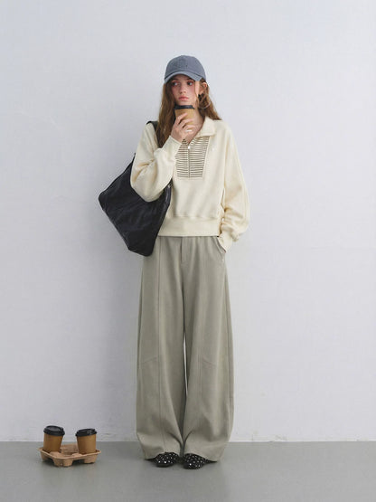 TR Front-Crease Wide-Leg Suit Pants