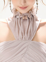 Beaded Halter Satin Dress