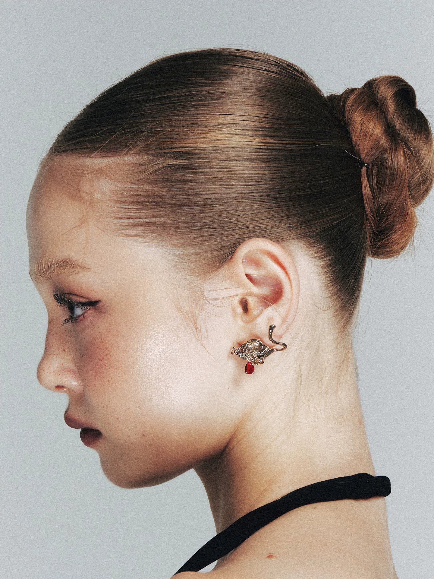 Floral Drop Crystal Stud Earrings