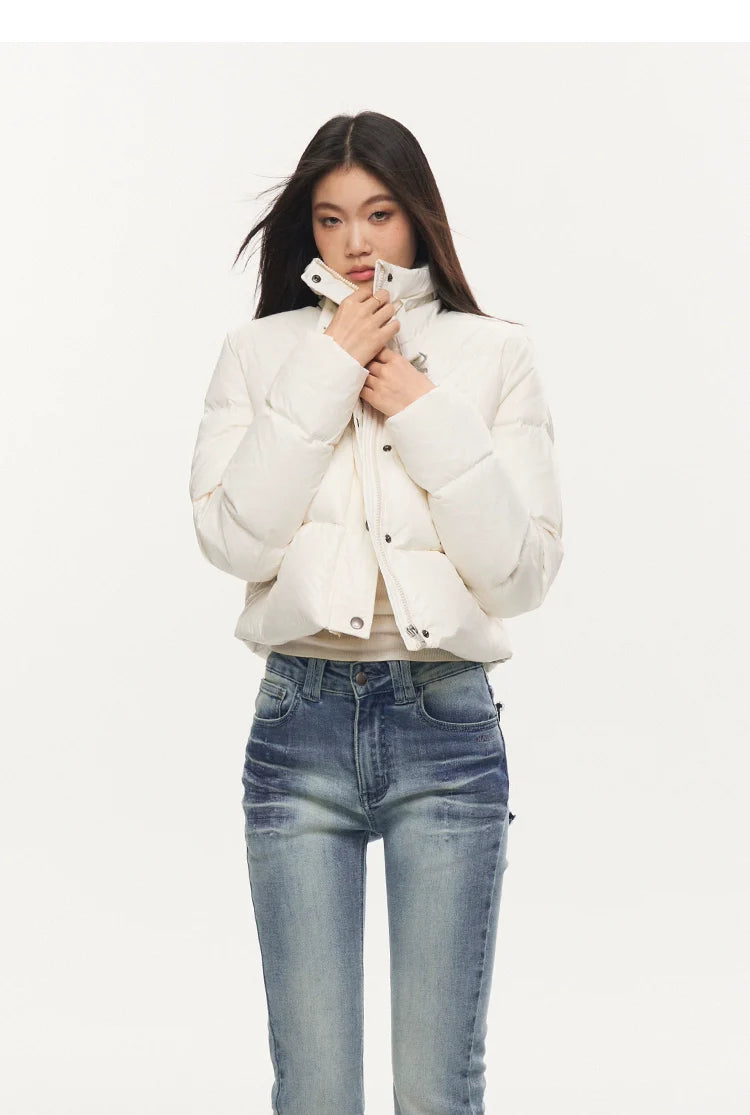 Black &amp; White Pearl Down Short Jacket