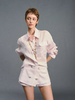 Pink Linen Shirt & Shorts Set