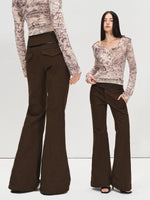 Metal Buckle Flare Cargo Pants