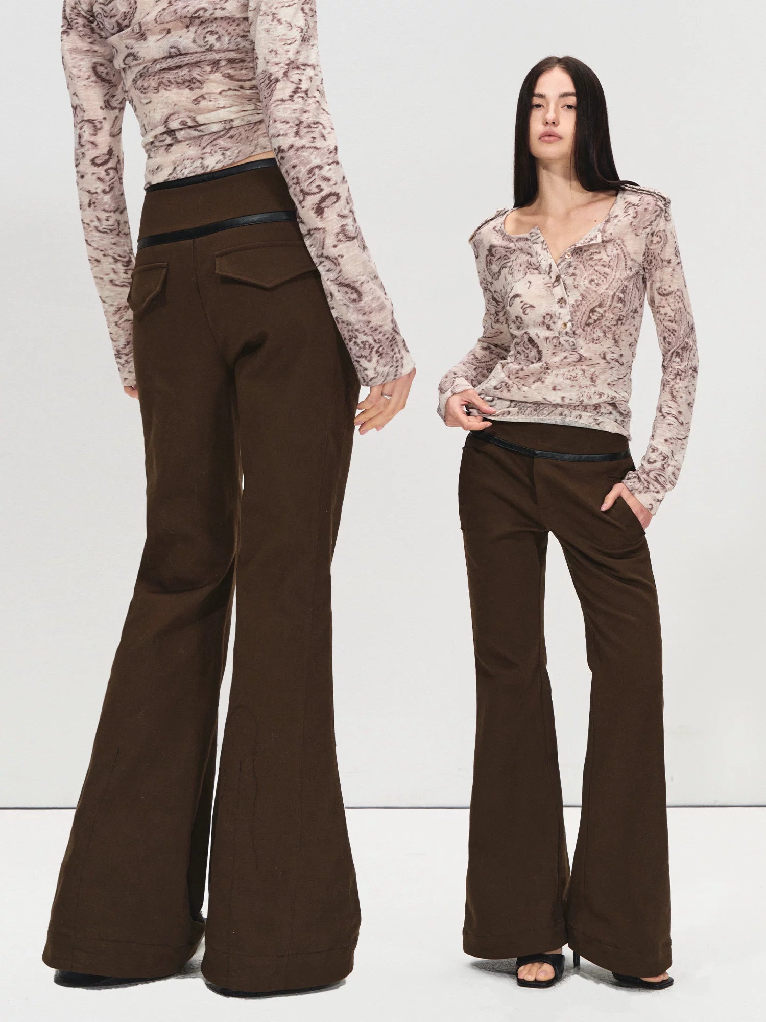 Metal Buckle Flare Cargo Pants