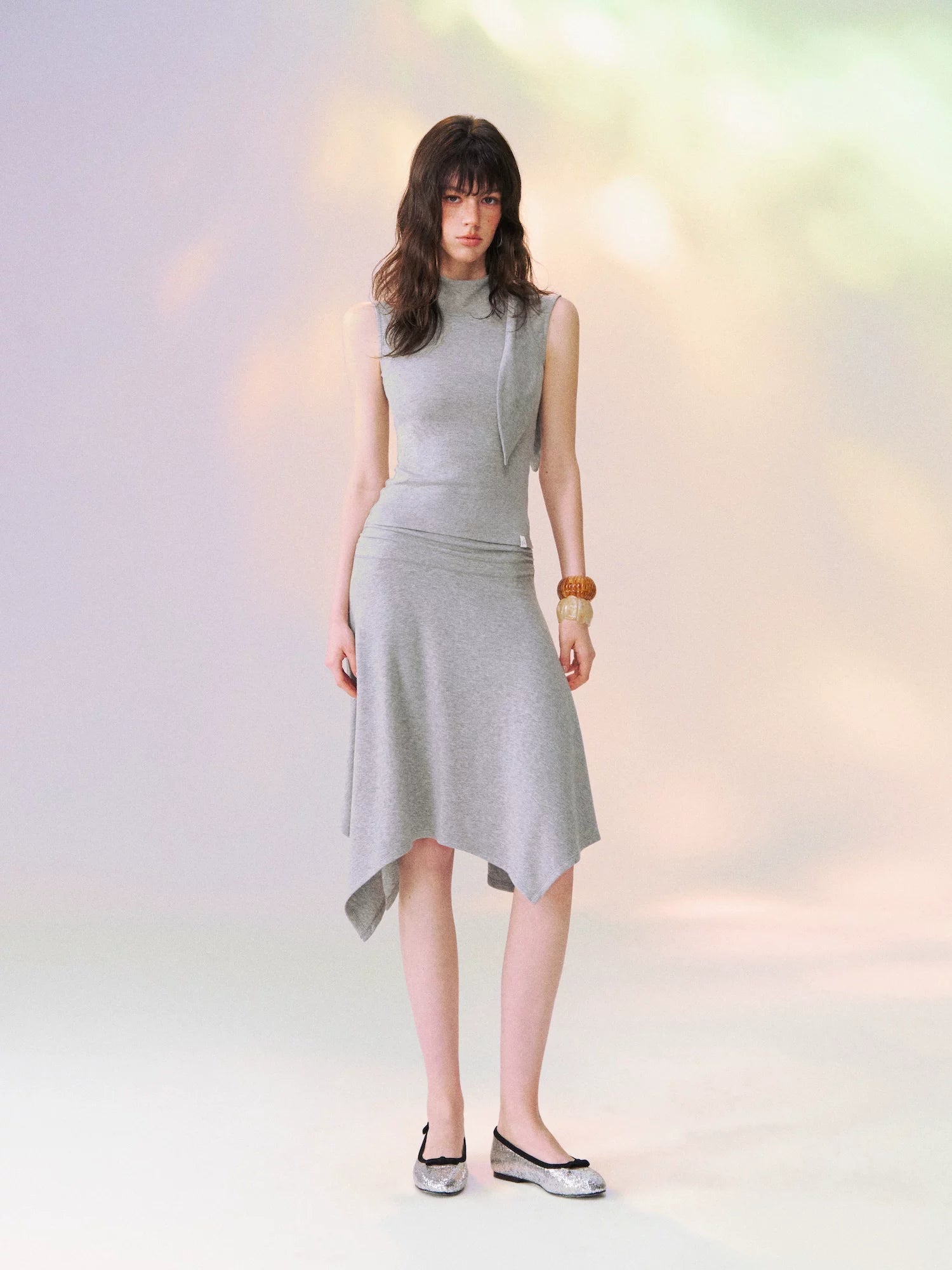 Draped Tie Top Skirt Set