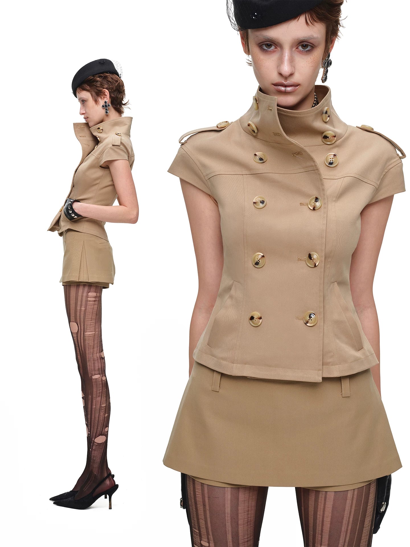 Double Breasted Cropped Jacket