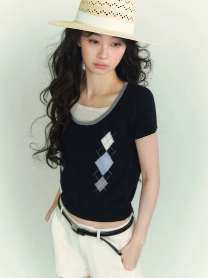 Argyle Layered Short Tee
