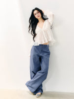 White Ruffle V-neck Blouse