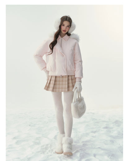 "Snow Envelope" Faux-fur Collar Down Coat