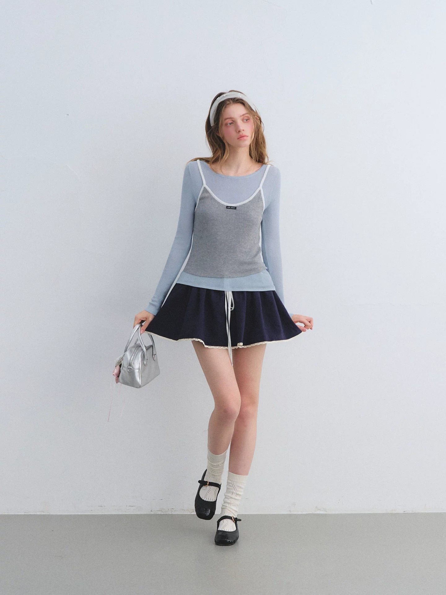 Lace Trim Jacquard Skirt