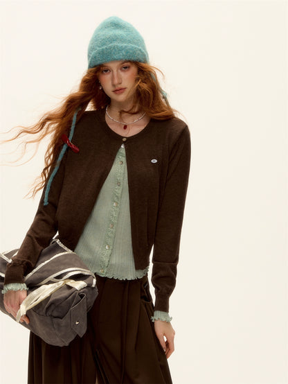 Contrast Layered Knit Cardigan