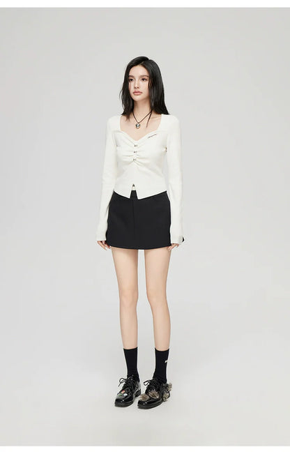 Black &amp; White Wide Neckline Sweater